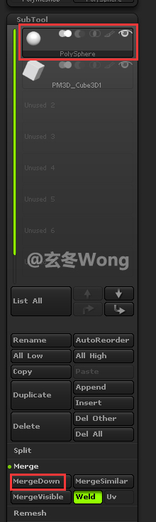 Zbrush Subtool使用 类似ps的layer
